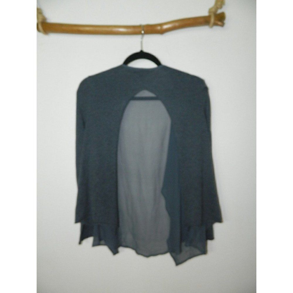 Subtle‎ Luxury Cardigan Blue Grayish Open Front Silk Cashmere Sheer Size XS/S